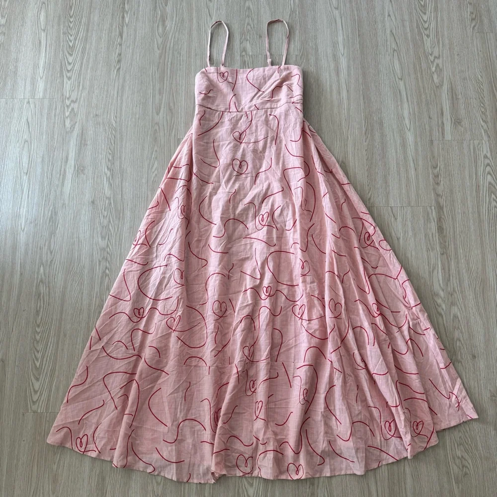 Petal & pup heart print linen style maxi dress nwot - Picture 5 of 5